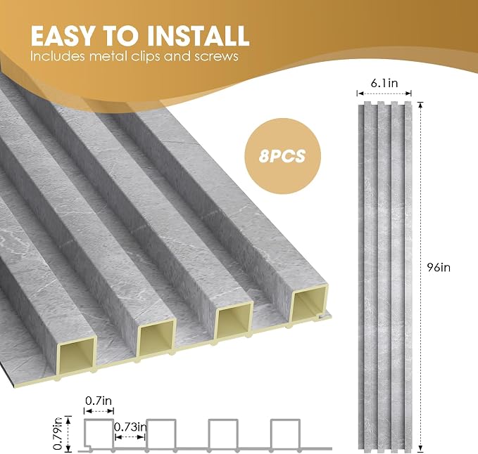 OUZUGIE WPC Acoustic Slat Wall Paneling, Living Room, TV Background, Study Room - Image 3