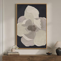 Framed Neutral Modern Floral Black and White Wall Art, Large Contemporary by Cuspin