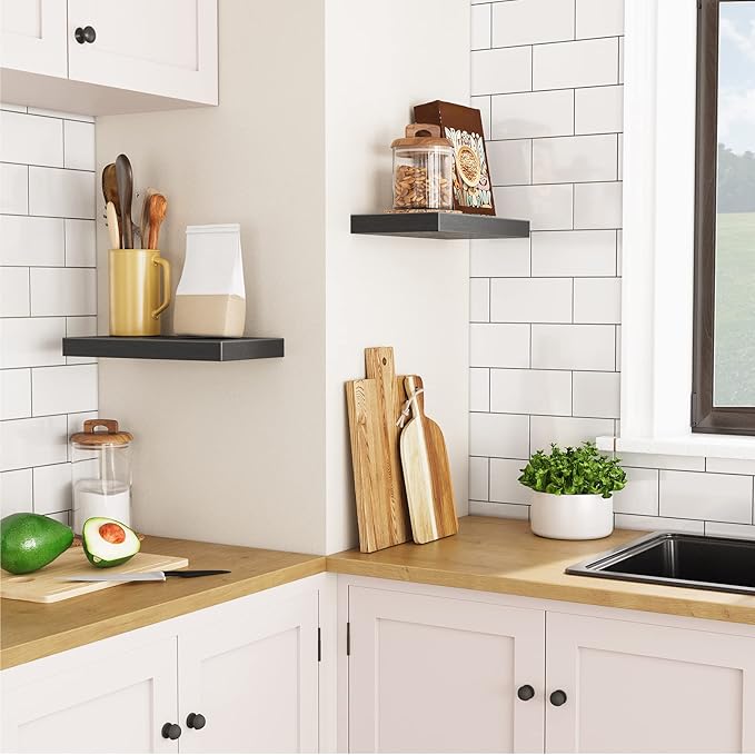 HOOBRO Floating Shelves for Wall, Wall Mounted Shelf Set of 2, 15.7" Hanging - Image 4
