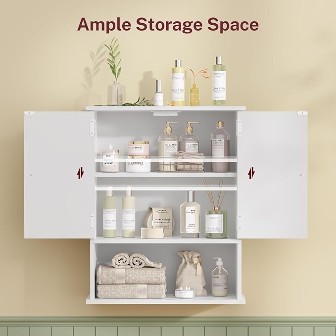TEENFON Bathroom Wall Cabinet, Over The Toilet Space Saver Storage - Image 5