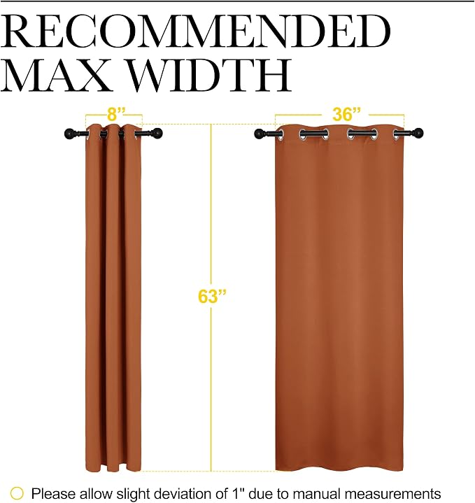 NICETOWN Bedroom Curtains 63 inches Long, Privacy and Thermal Insulated - Image 6