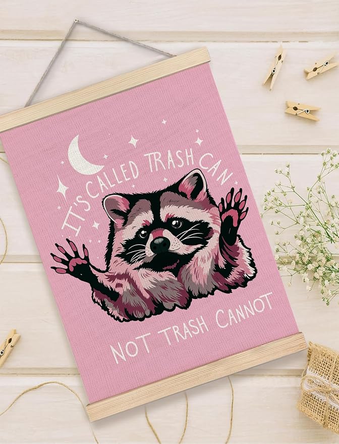 Foritho Funny Motivational Raccoon Meme Poster Wall Art Framed - Image 5