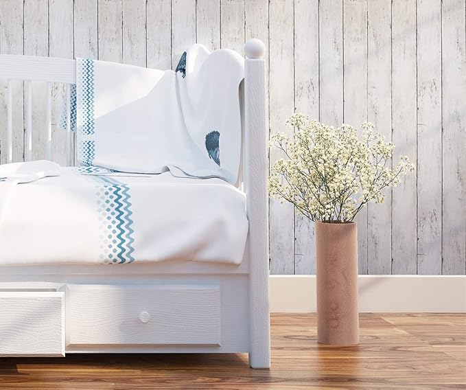 CiCiwind White Wood Peel and Stick Wallpaper 197”x17.7” Removable Self Adhesive - Image 5