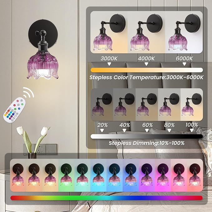 Vintage Wall Sconce - 5000mAh Rechargeable Dimmable Wireless Powered Light - Image 4