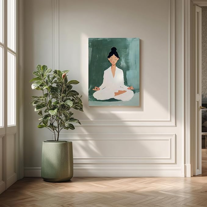 GELDSTEI Framed Zen Wall Art, Tranquil Meditation Wall Decor, Yoga Girl Canvas - Image 4