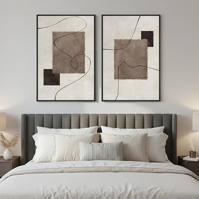Framed Neutral Abstract Wall Art - Image 2