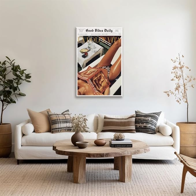 Trendy Newspaper Posters Vintage Good Vibes Daily Wall Art 60s La Dolce Vita - Image 3