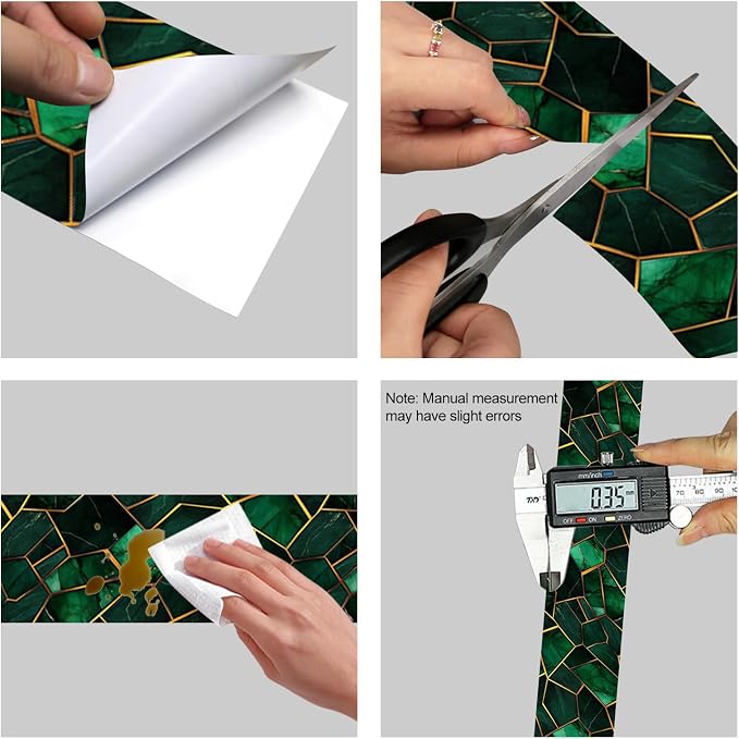 HOMETITUTE Wallpaper Border Peel and Stick Wall Border Emerald Tile Geometric - Image 8