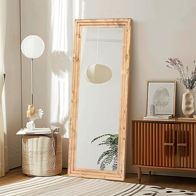 Full Length Mirror 58"x22" Solid Wood Frame Floor Large Mirror - Image 6
