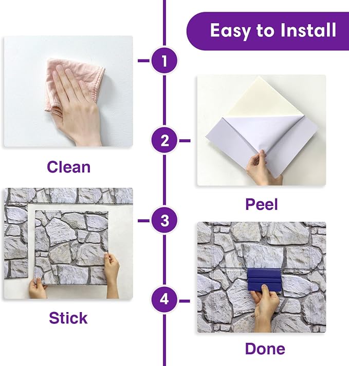 3D Faux Stone Wall Panels Peel and Stick, Stone-Look Textured Wall Sticker - Image 6
