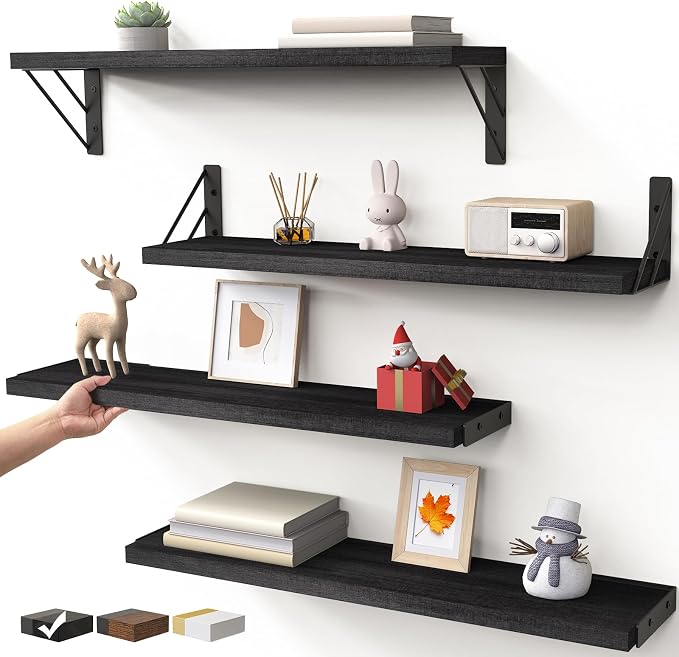 BAYKA Wall Mounted Floating Shelves, Wood Floating Wall Shelf by Bayka