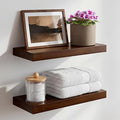 Homeforia Walnut Floating Bathroom Shelves, High End Solid Real Wood 16 inch by Homeforia