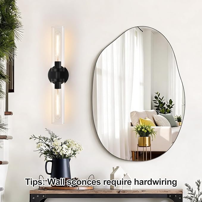 Indoi Matte Black Wall Sconces, Hardwired Bathroom Sconces Wall Lighting - Image 5