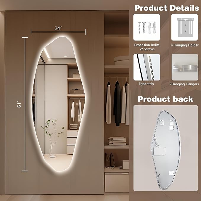 Led Mirror Full Length, Frameless Long Mirrors - Image 2