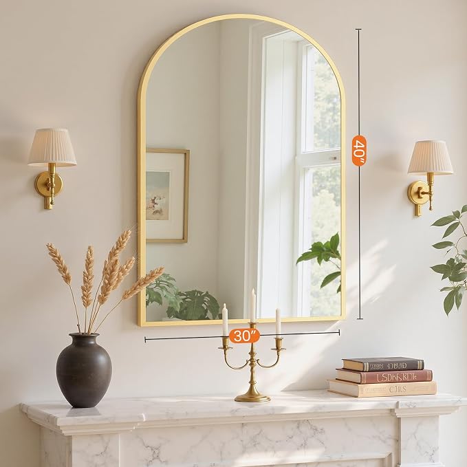 Sweetcrispy 30"x40" Arched Gold Bathroom Mirrors - Image 4