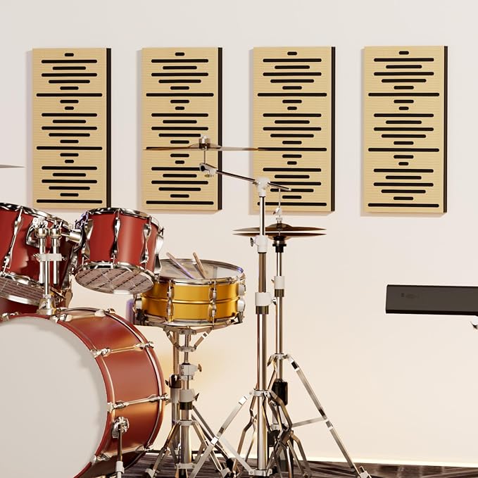 TONOR 4-Pack Acoustic Wood Wall Panels, 23.6” * 11.8” * 1.9” 3D Self-adhesive - Image 7
