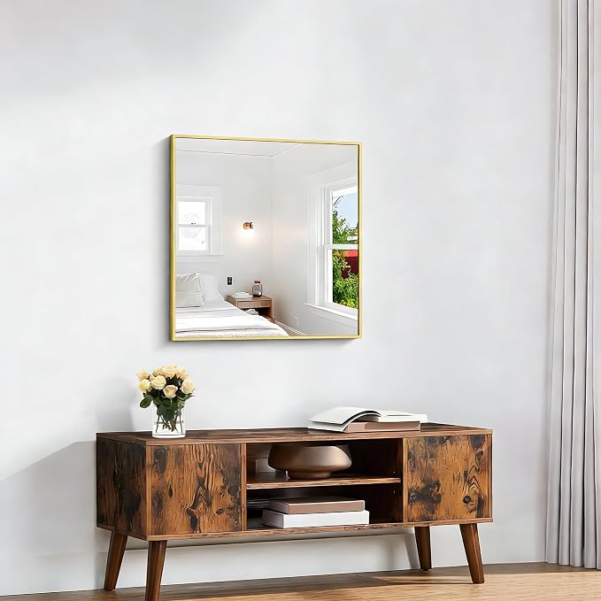 KOCUUY Gold Bathroom Mirror, HD Tempered Glass, Anti-Rust Frame, Modern Design - Image 3