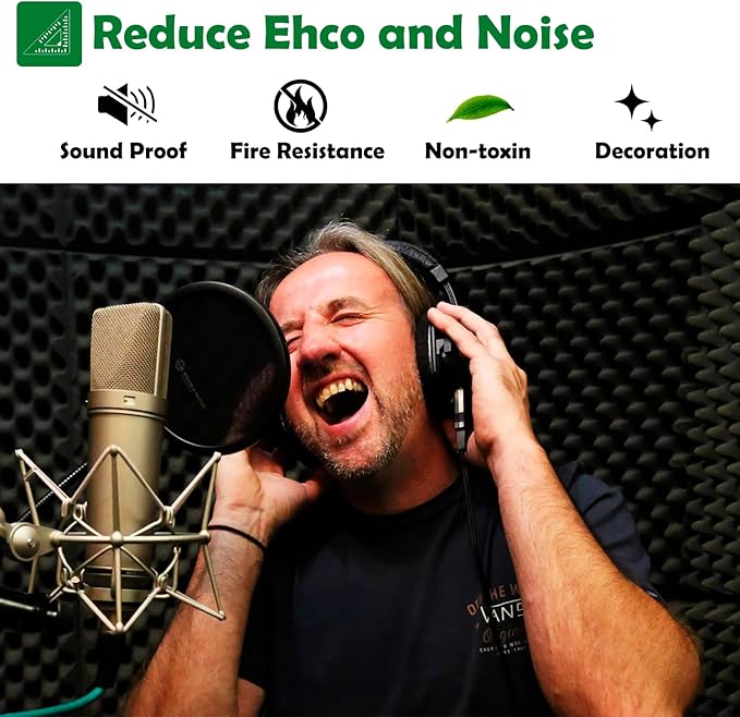 6 Pack 1.5"X12"X12" Acoustic Foam, Self Adhesive Sound Proof Egg Crate Foam - Image 3