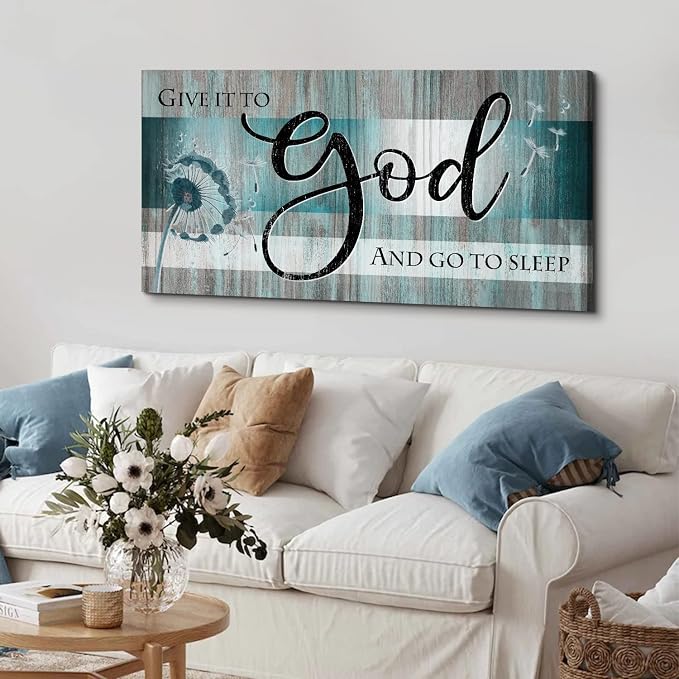 Large Christian Wall Art Bible Verses Wall Decor Give It to God and Go to Sleep - Image 5