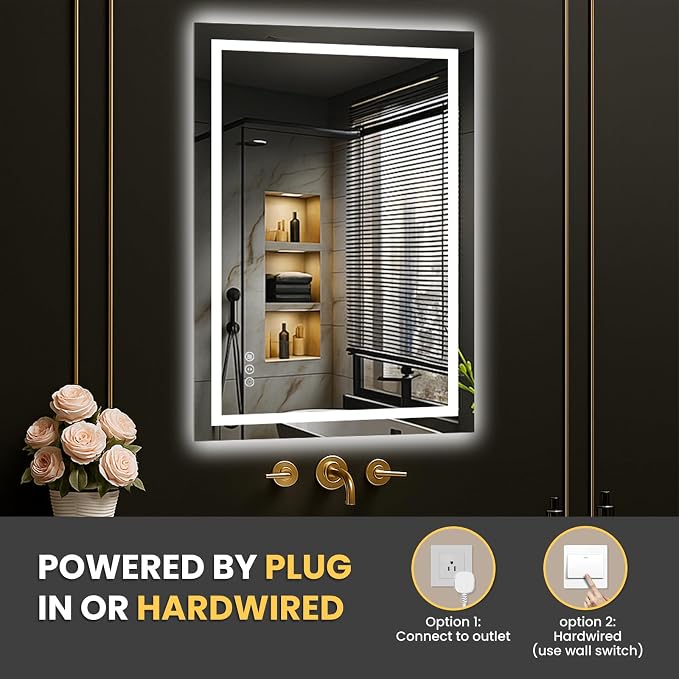 LOAAO 20"x30" LED Mirror for Bathroom, Lighted Bathroom Mirror - Image 6