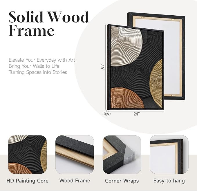 Large Framed Abstract Circles Wall Art Set of 2 - Image 5