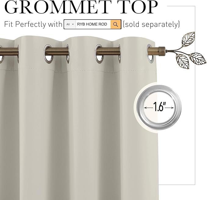 RYB HOME Temporary Doorway Curtains Blackout Privacy Room Divider Curtains - Image 2