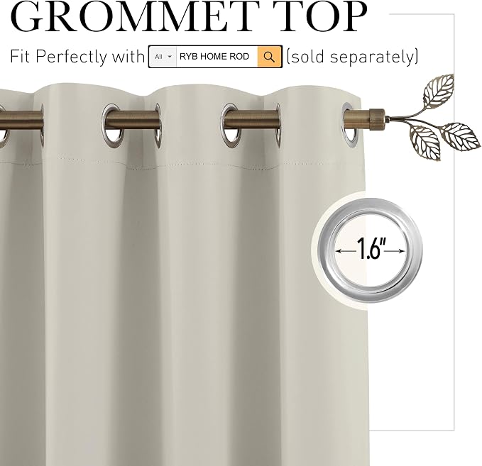RYB HOME Blackout Curtains Thermal Insulating Privacy Temporary Door Curtains - Image 2