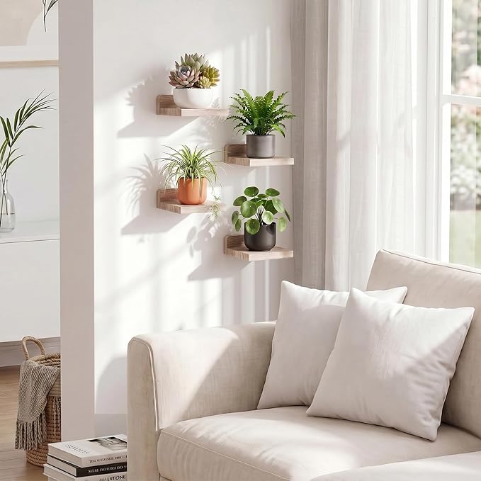 Fixwal Floating Shelves for Wall, Rustic Wood Small Wall Mounted Shelves for - Image 2