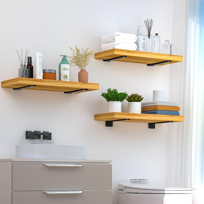 6 Pack - 10 inch Black Hidden L Shelf Bracket Iron Floating Shelf Brackets - Image 3