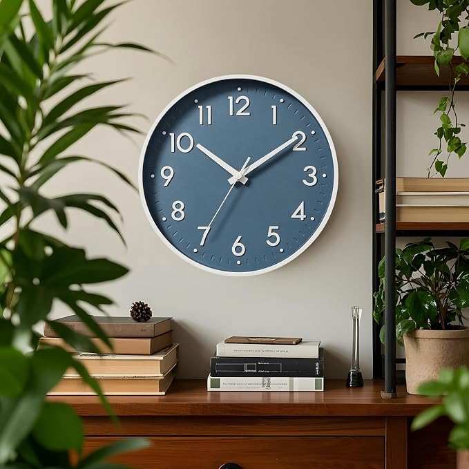 Mosewa Wall Clock 12 Inch, Battery Operated Silent Non-Ticking Modern Analog - Image 2