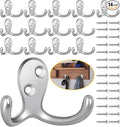 Homanu 14 Pack Coat Hooks, Heavy Duty Double Prong Coat Hooks Wall Mounted by Homanu