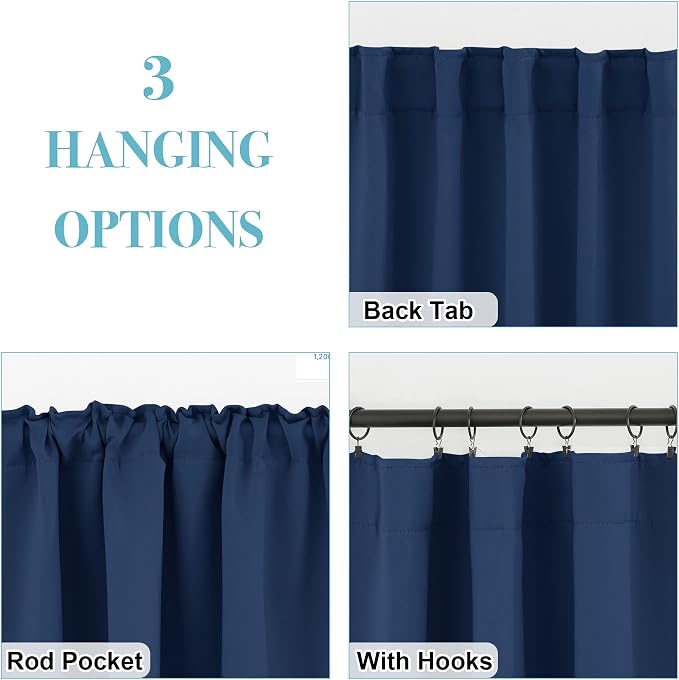 RYB HOME Blackout Curtains for Living Room, Privacy Thermal Insulating Window - Image 2