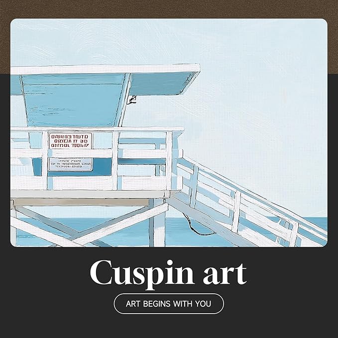 Framed Blue Coastal Beach Wall Art - Image 7