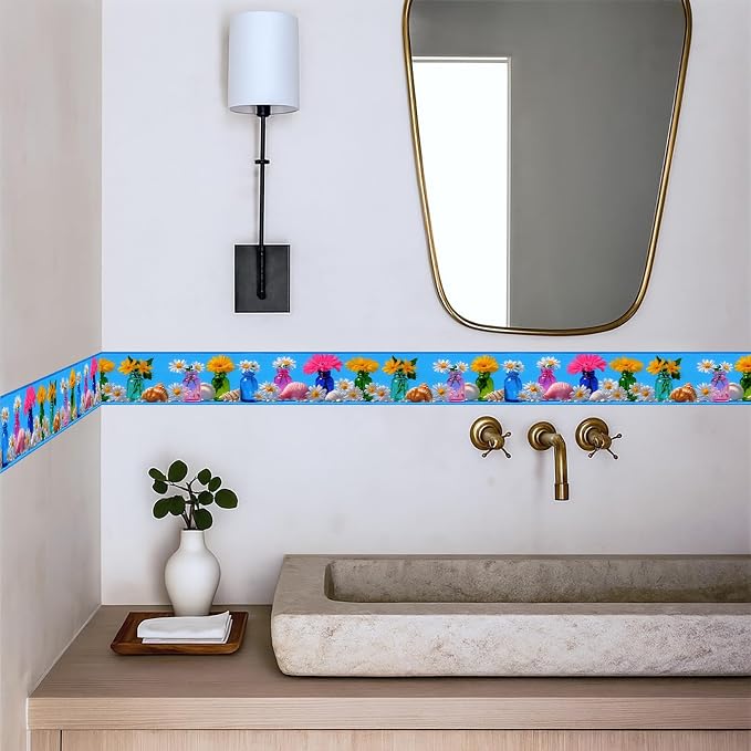Wildflower Vase Wallpaper Border 196x4 Inch Removable Wall Border Peel and - Image 3