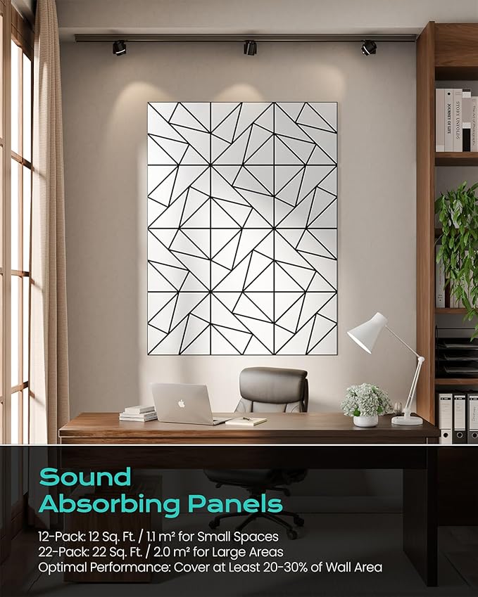 18-Pack Felt Acoustic Panels, Peel & Stick Sound Proof Foam Panels - Image 5