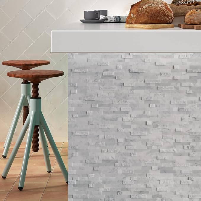 SUNWINGS 5-Sheet Peel and Stick Mosaic Natural 3D Stone Self Adhesive Marble - Image 7