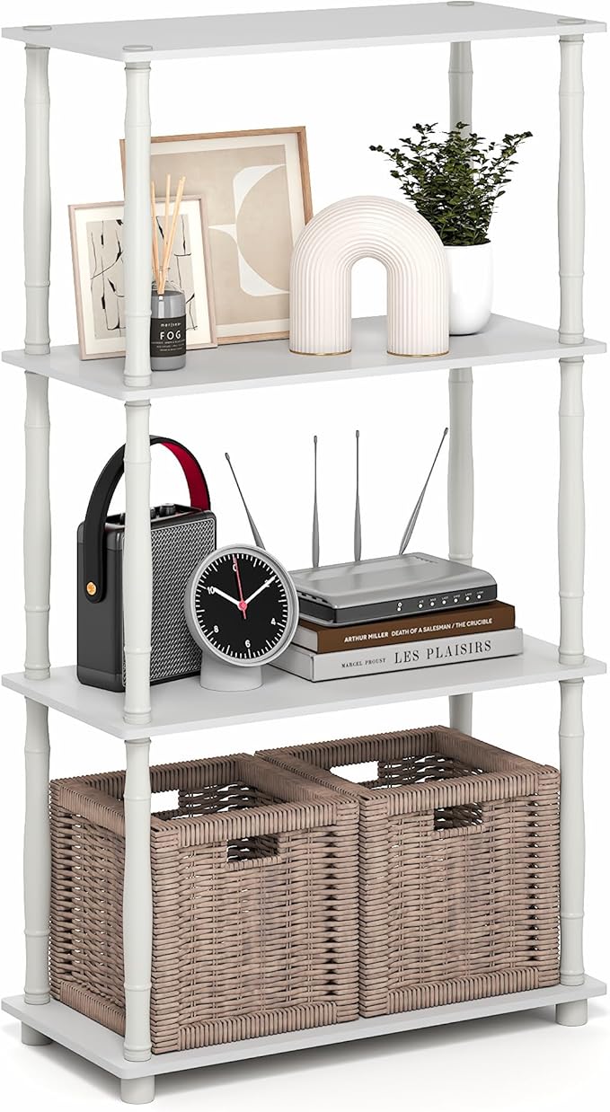Furinno Turn-N-Tube Storage Shelves, 4-Tier Open Frame Book Shelf, Standing by Furinno-FitsYourSpaceFitsYourBudget