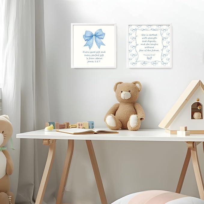 LARTSFRO Coquette Blue Bow Jesus Wall Art Decor Posters, Light Blue Bow - Image 7