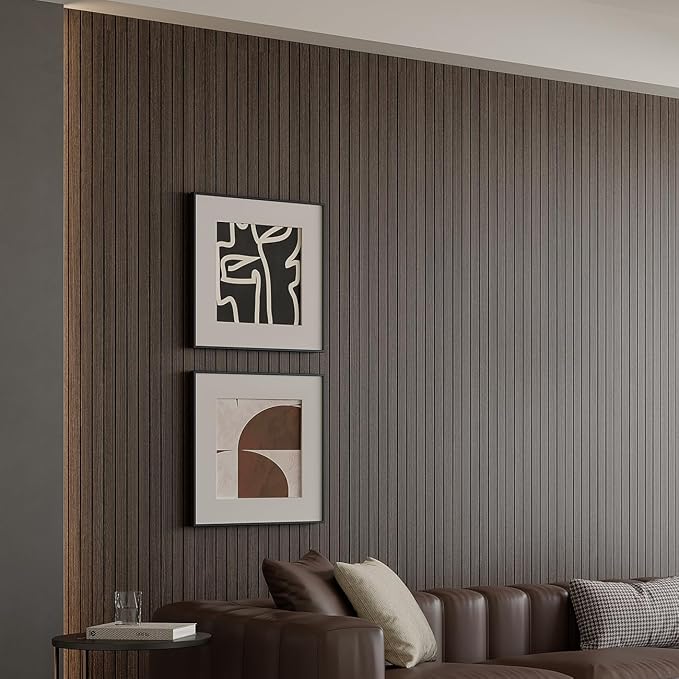 Yutianli PVC Slat Wall Panel Peel and Stick 118"x 15.7" Faux Wood Slat Panel - Image 2