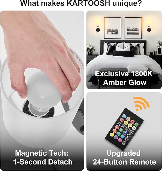 Battery Operated Wall Sconce Set of Two, Wireless Rechargeable Wall Light - Image 4