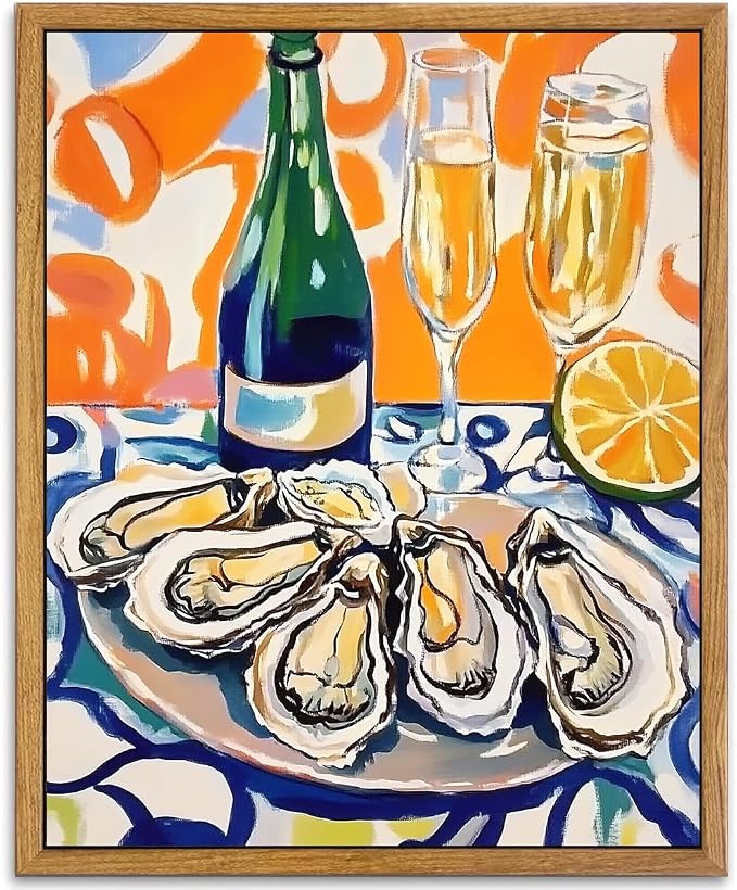 AtterrirArt Oyster Dining Room Wall Art, Champagne Abstract Picture Wall Decor by AtterrirArt