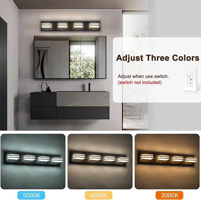 4-Light LED Black Vanity Lights - Image 6