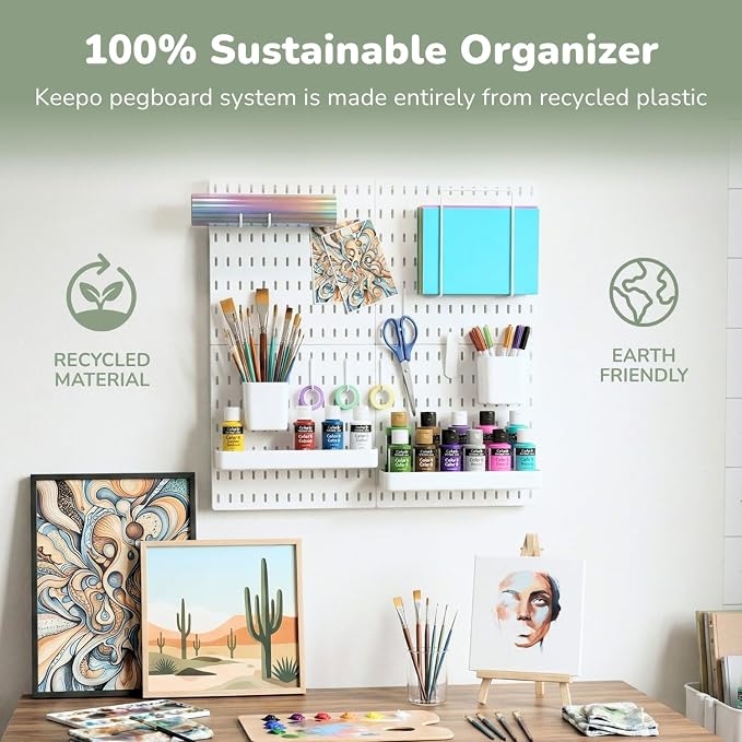 Keepo Peg Board Wall Organizer – Plastic Pegboard Panels, Modular Peg Board - Image 7