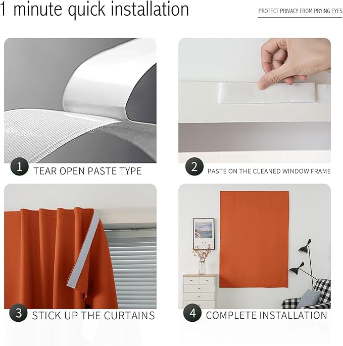 Portable Light Blocking Curtains Self-Stick Design, Removable Adhesive Window - Image 3