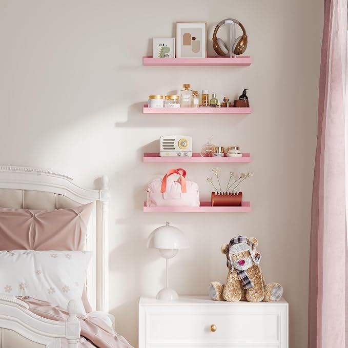 upsimples Pink Shelves for Wall, Living Room, Game Room, 6 Pack Wall Mounted - Image 2