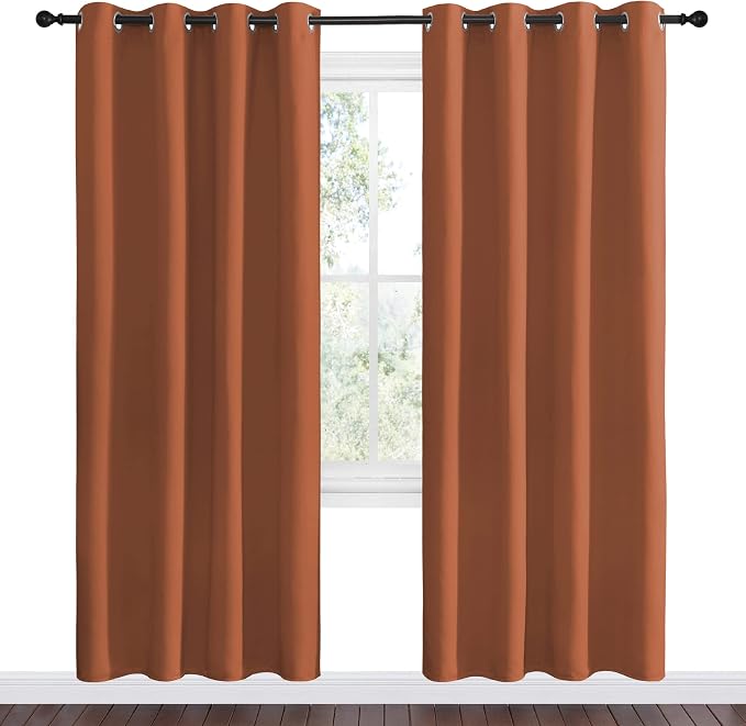 NICETOWN Halloween Burnt Orange Insulated Curtains Blackout Draperies - Image 2