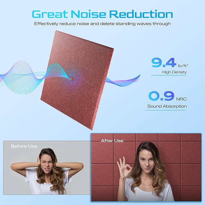 12 Pack Self-Adhesive Acoustic Panels, Soundproof Wall Panels - Image 3