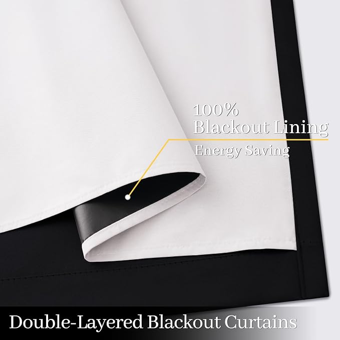 Yakamok 100% Blackout Curtain Panels 72 inches Cold and Light Blocking Drapes - Image 4