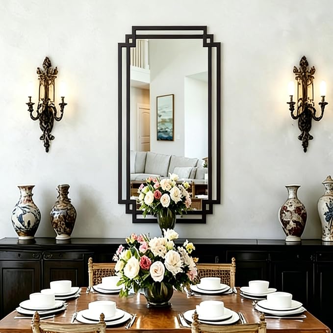 24" x 47" Large Black Mirror for Wall Decor, Elegant Living Room Mirror - Image 2