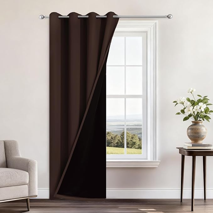 Yakamok 100% Blackout Curtains 96 Inches Long, 2 Thick Layers Heat and Full by Yakamok